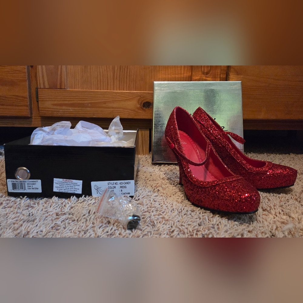 Ellie 4" Red Candy Mary Jane Pumps - Picture 2 of 7